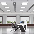 Bright Spacious Modern Conference Room With Recessed Ceiling Lights Large Windows And Ergonomic Meeting Chairs