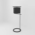 Modern Black Floor Lamp With Circular Base Slender Pole And Cylindrical Shade 3d model