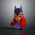 Game Movie Character 3D Model With Purple Bat Helmet Red Hair And Green Eyes