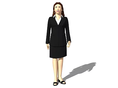 Professional Woman Dressed In Black Suit Skirt For Formal Business Appearance 3d model