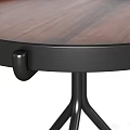 Modern Round Desk With Wooden Top And Black Metal Tripod Frame