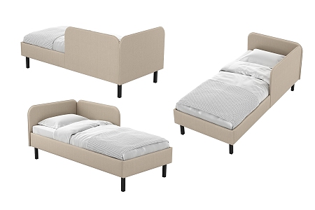 Modern Single Bed Simple Single Bed 3d model