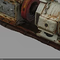 Rusty Old Industrial Machine With Mechanical Structure Red Wheel And Metal Pipes
