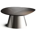 Modern Coffee Table Set With Wooden Grain Top And Conical Metal Base