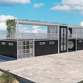 Modern Container Building Design With Glass Windows Green Roof And Open Terrace