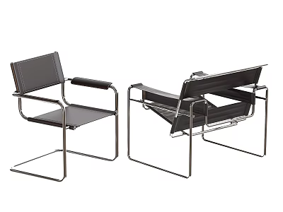 Modern Leisure Chairs with Metal Frame Black Upholstery and Sleek Geometric Design for Living Room 3d model