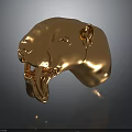Golden Panther Head Sculpture With Detailed Facial Features And Shiny Surface