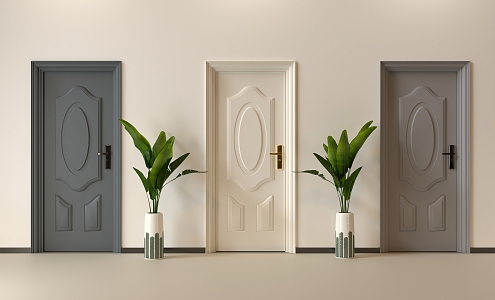 Cream door flat door flat door 3d model