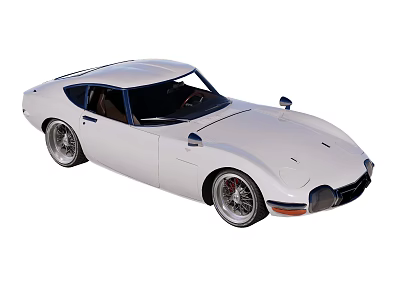 White Retro Sports Car Featuring Sleek Body And Alloy Wheels Design 3d model