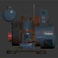 Industrial Blue Compressor Equipment With Red Component And Metal Base