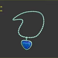 Sparkling White Chain Necklace With Blue Heart Shaped Pendant And Silver Border