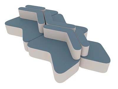 Irregular Sectional Modular Sofa with Blue and Beige Upholstery for Living Room 3d model