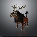 Legendary Mythical Creature With Majestic Antlers Long Dark Fur And Vibrant Red Brown Body