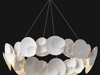 Modern White Chandelier With Layered Circular Discs And Soft Illumination Design 3d model