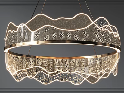 Elegant Modern Chandelier With Wave Design And Crystal Beads For Interior Decor 3d model