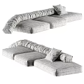 Modern L Shaped Sectional Sofa With Plaid Fabric And Soft Cushions