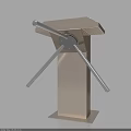 Modern Turnstile Access Control Device With Three Metal Bars Main Column And Top Platform 3d model
