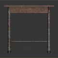 Vintage Old Wooden Table With Worn Surface And Metal Legs Design