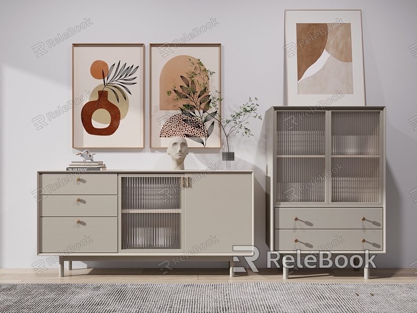 Cream Style Decorative Cabinet Sideboard Decorative Painting model