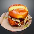 Crispy Chicken Burger with Golden Toasted Bun Fresh Lettuce Melted Cheese and Juicy Filling