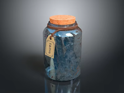 Transparent Glass Storage Jar With Cork Lid And Hanging Tag For Household Organizing 3d model