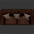 Burgundy Tufted Sofa with Three Beige Cushions Scroll Armrests and Classic Living Room Furniture
