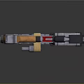 Industrial Mechanical Device With Orange And Silver Metal Components And Complex Design