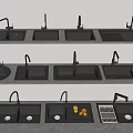 Various Designed Kitchen Sinks With Faucets Drain Boards And Fresh Lemons