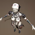 Game Movie Character Robotic Design With Silver White Armor And Metallic Details