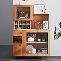 Wooden Sideboard With Glass Door Shelves Coffee Machine Dishes And Storage