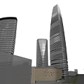 Modern Commercial Complex With Spiral Structures Glass Dome And Urban Landscape