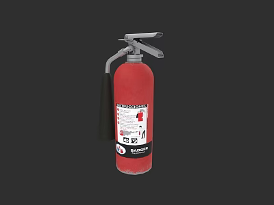 Red Fire Extinguisher With Safety Label And Handle For Emergency Use 3d model
