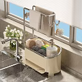 Kitchen Organizer with Storage Caddy Sponge Soap and Towel Rack Near Sink