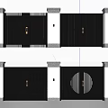 Modern Double Doors With Decorative Pillars Side Lighting And Geometric Patterns For Home Exterior