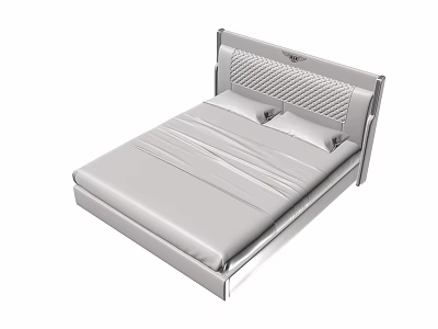 Modern Double Bed With Upholstered Headboard And Sleek Frame Design 3d model