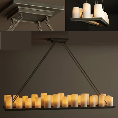 Unique shaped Pendant Light With Metal Frame And Candle Shaped Lampshades For Interior 3d model