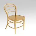 Elegant Golden Metal Single Chair With Curved Backrest And Smooth Seat