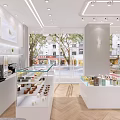 Bright Dessert Shop Interior With Display Cases Pastries And Large Windows 3d model