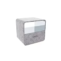 Modern Luxury Grey Textured Nightstand With Open Storage Shelf And Sleek Drawer For Bedroom Decoration