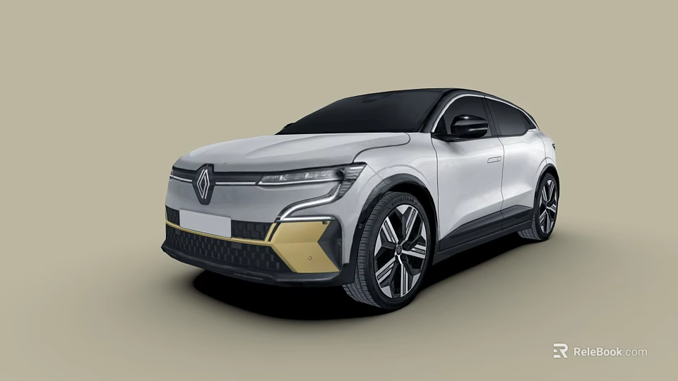 Renault Silver Sleek Crossover SUV With Modern Design And Gold Accents 3d model 