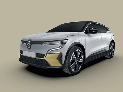 Renault Silver Sleek Crossover SUV With Modern Design And Gold Accents 3d model
