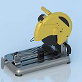 Heavy Duty Industrial Cutting Machine With Yellow Circular Blade And Metal Base