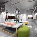 Elegant Modern Women's Clothing Store Interior With Mannequins Garment Racks And Display Tables