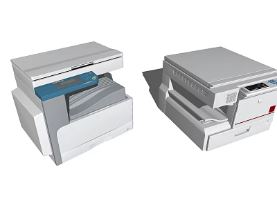 White Multifunctional Office Appliances Two Printers With Modern Design For Office Use 3d model