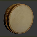 Traditional Handmade Drum Shaped Orange Birch Container With Yellow Decorative Bands