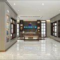 Diangexi Showroom Interior Spacious Bright With Display Cabinets Long Table Chairs Large Screen And Windows 3d model