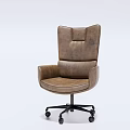 Brown High Back Office Chair With Swivel Wheeled Base And Comfortable Design