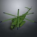 Realistic Green Helicopter Model Featuring Multi Rotor Design And Detailed Fuselage Structure 3d model