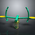 Green And Yellow Spring Seesaw With Two Seats For Kids Playground Equipment