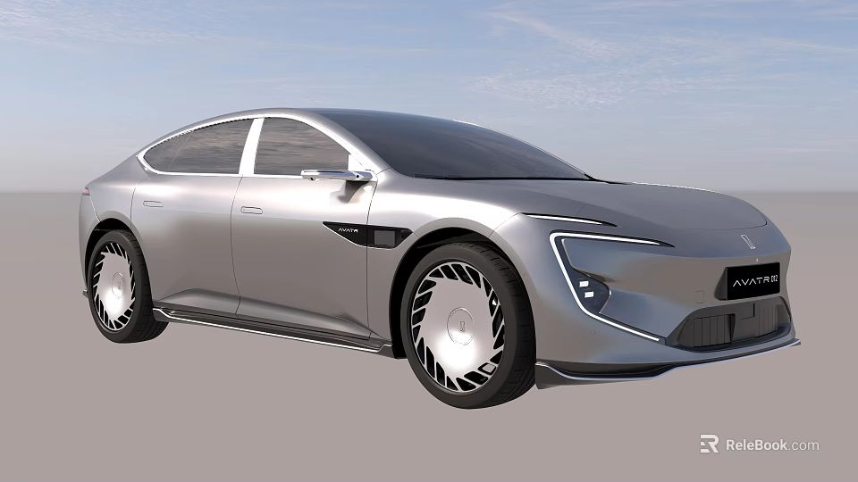 Sleek Silver Modern Electric Sedan With Futuristic Body Design And Alloy Wheels 3d model 